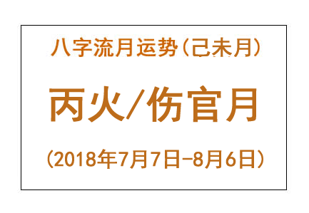 2018年八字己未月运势：丙火/伤官月