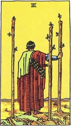 塔罗牌权杖三正位与逆位的含义解读-Three of Wands