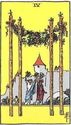 塔罗牌权杖四正位与逆位的含义解读-Four of Wands