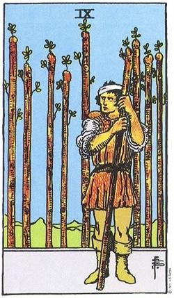 塔罗牌权杖九正位与逆位的含义解读-Nine of Wands